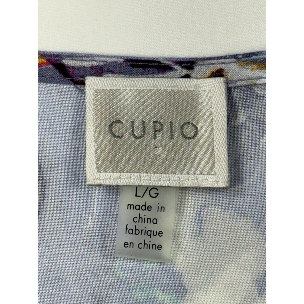 Cupio floral tunic V-neckline tiered ruffle sleeves Sz L - Picture 6 of 12